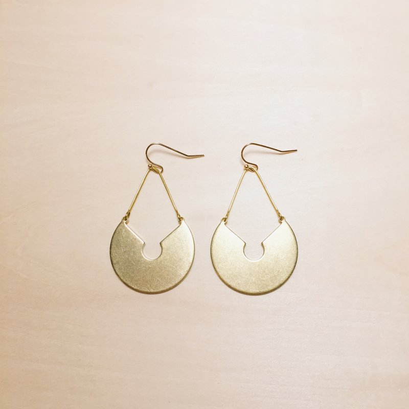 Retro Bronze geometric drop earrings - ต่างหู - ทองแดงทองเหลือง สีทอง