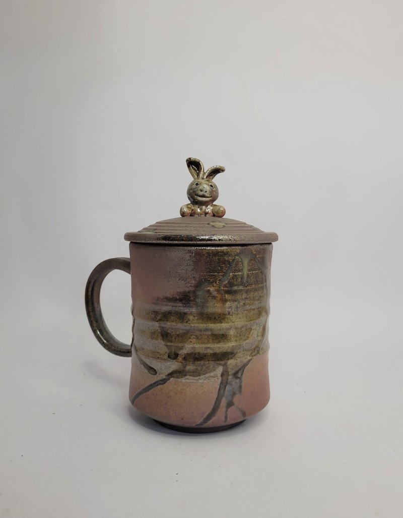 玉兔呈祥-柴燒 大耳兔簡易泡茶杯 - 茶壺/茶杯/茶具 - 陶 咖啡色