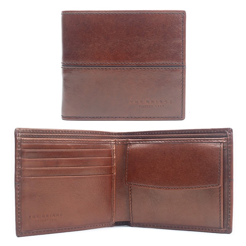 THE BRIDGE VESPUCCI coin pocket SHORT WALLET - Wallets - Genuine Leather Brown