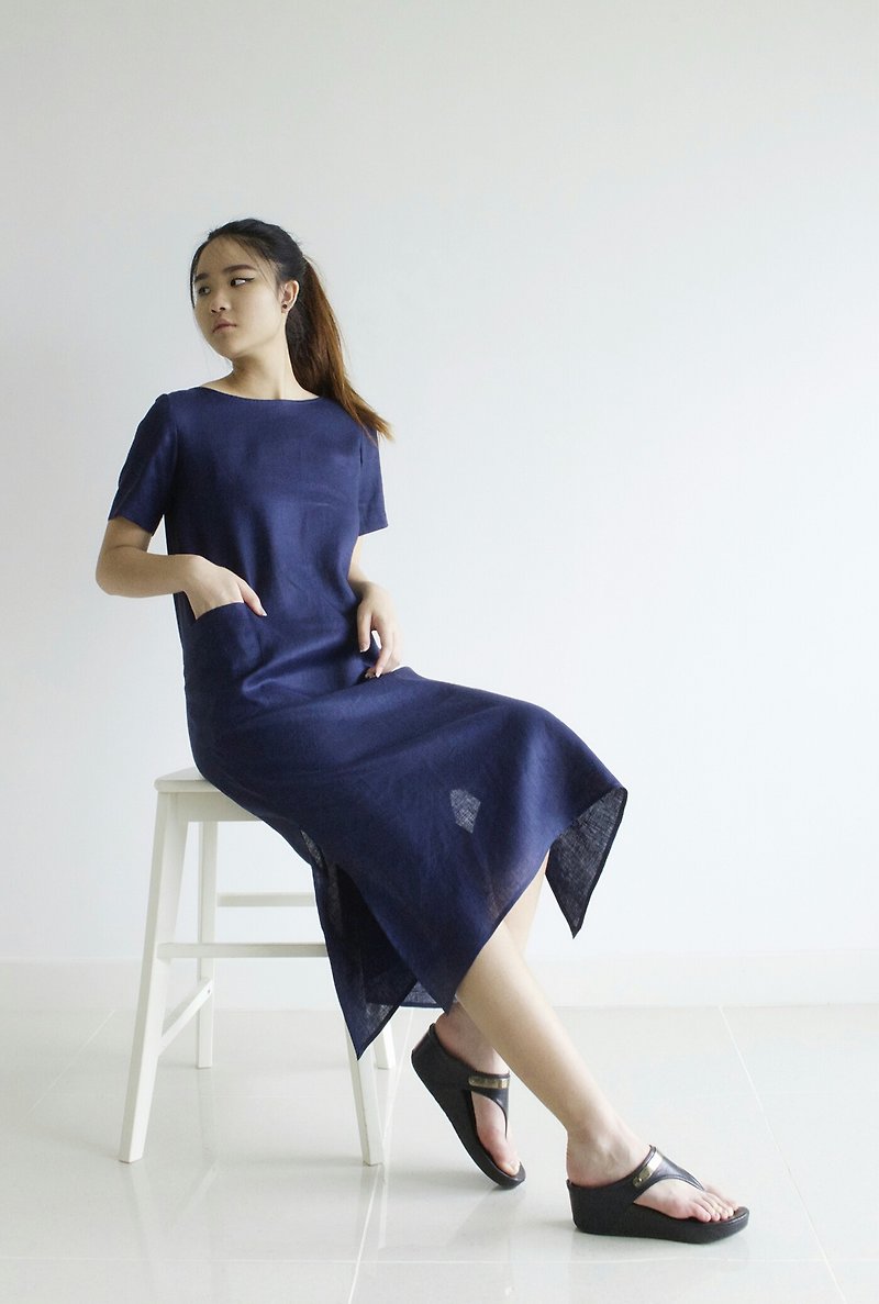 Made to order linen dress / linen clothing / long dress / casual dress E23D - 連身裙 - 亞麻 