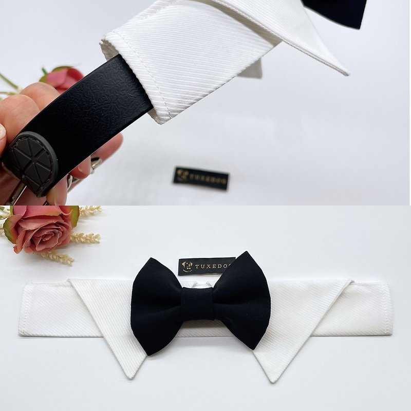 Dog Wedding TUXEDO SLIP ON Bow Tie collar - Clothing & Accessories - Cotton & Hemp 