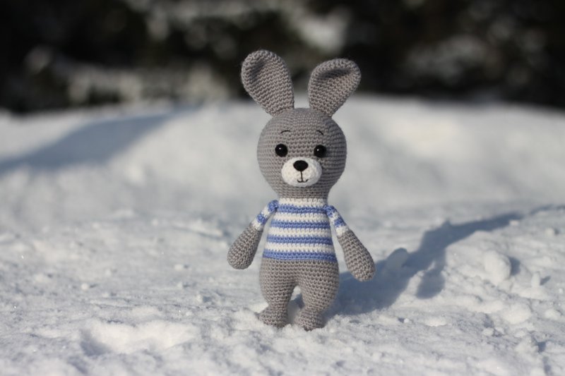 bunny crochet striped, Crochet bunny, Crochet bunny Stuffed toy, bunny toy - 寶寶/兒童玩具/玩偶 - 羊毛 