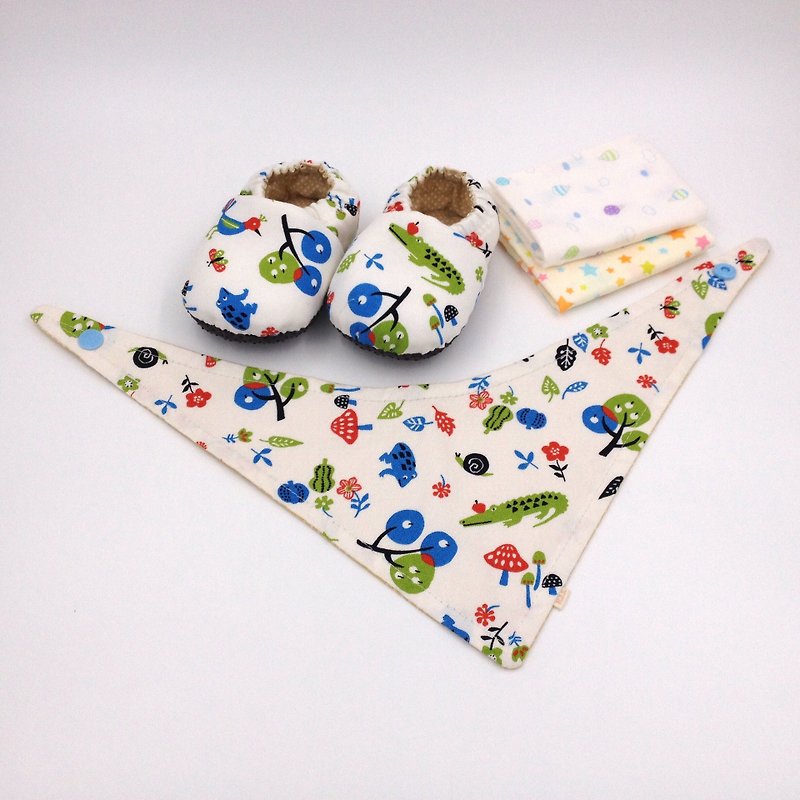 四色の森 -  Miyue赤ちゃんのギフトボックス（幼児靴/ベビーシューズ/ベビーシューズ+ 2ハンカチ+スカーフ） - 出産祝い用贈物 - コットン・麻 多色