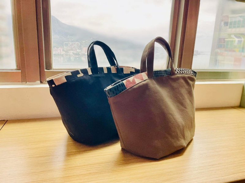貝殼包 / 手提 肩背 二款。橢圓底。橄欖綠溫柔黑。多內袋。帆布 - 手提包/手提袋 - 棉．麻 多色