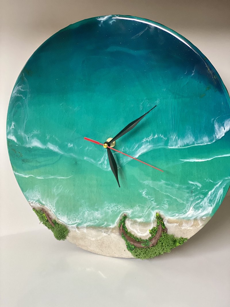 Ocean wall clock, blue laguna resin sea beach 沙灘 掛鐘 海 - นาฬิกา - เรซิน สีน้ำเงิน