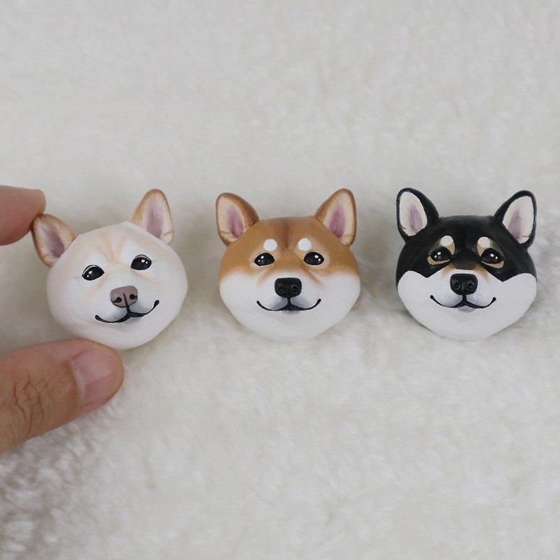 Shiba Inu Head - Style 2.0 - Safety Pin / Magnet / Hair Tie / Charm / ID Clip / Necklace