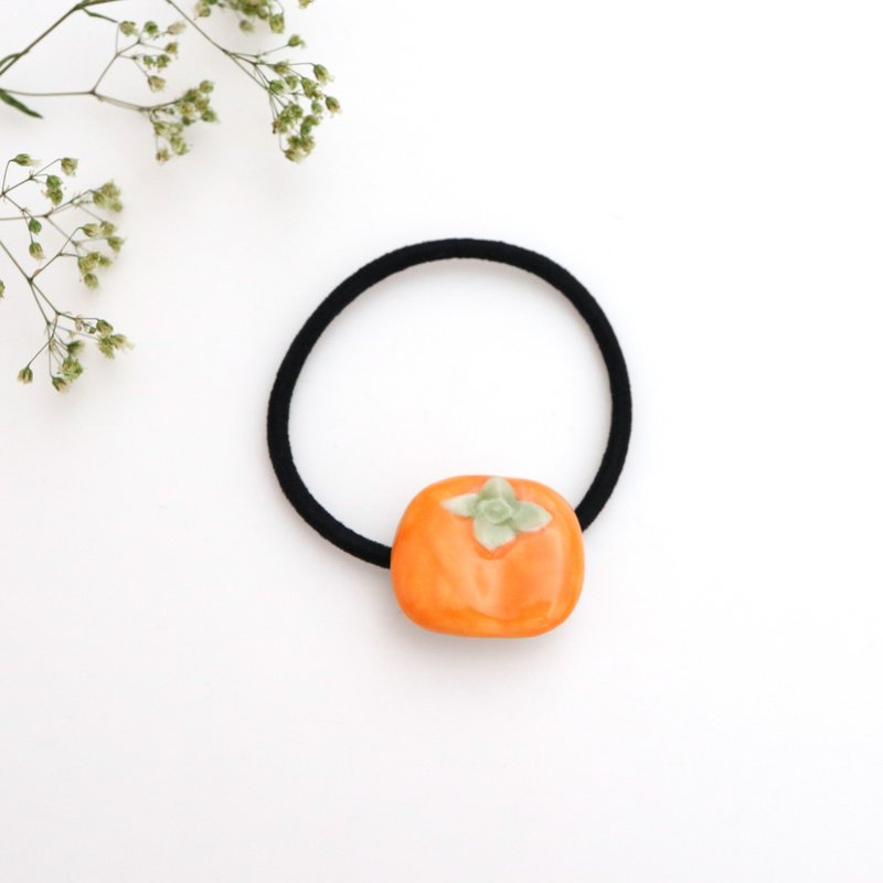 Persimmon hair tie - 髮夾/髮圈 - 瓷 橘色