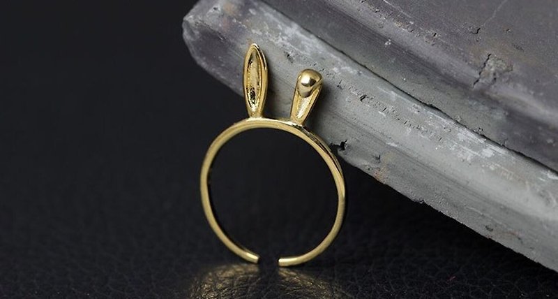 Real S 925 Sterling Silver Lovely Rabbit Rings Personalized Long Ears Open Ring - แหวนทั่วไป - เงิน หลากหลายสี