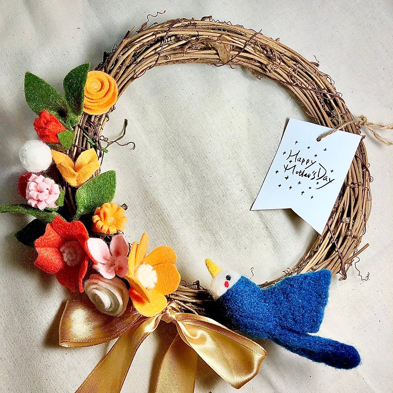 Happy Blue Bird Wreath  DIY materials - Knitting, Embroidery, Felted Wool & Sewing - Other Materials 