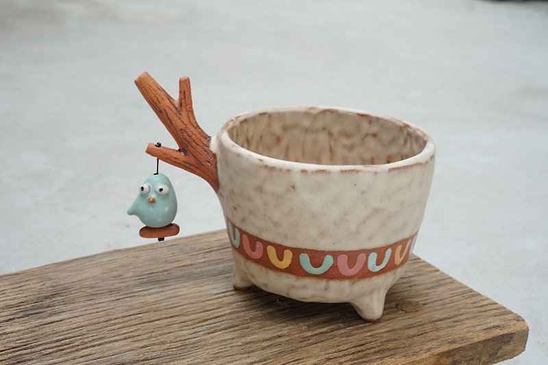 Branch plant pot for cactus , handmade ceramic , pottery - 花瓶/花器 - 陶 多色