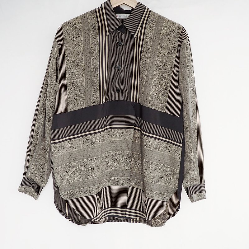 Vintage patterned boyfriend shirt - Men's Shirts - Polyester Gray