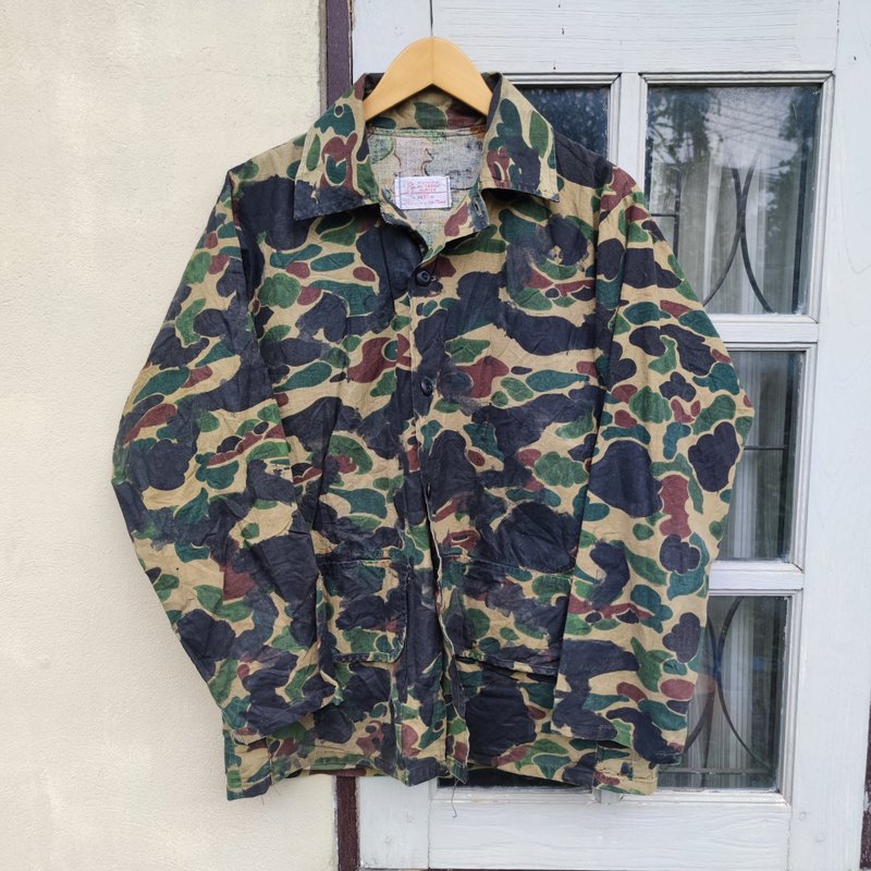 Vintage 70s Jim Catfish Hunter Best  By Saftback Duck Camouflage Hunting Jacket - 男夾克/外套 - 棉．麻 綠色