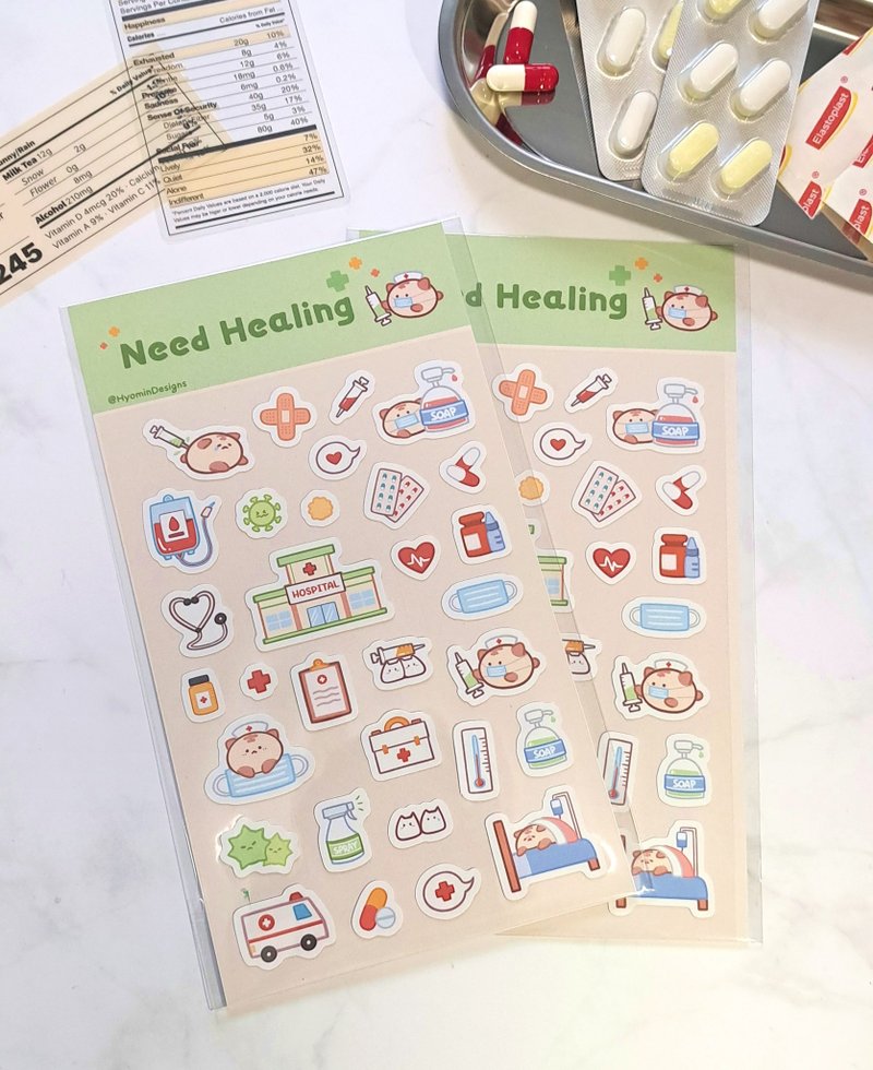 【Pi the Hamster】I need HEALING Sticker Sheet - Journal stickers, planner sticker - Stickers - Paper 