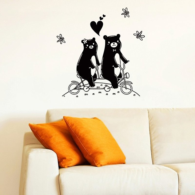 Smart Design Creative Non-marking Wall Sticker-Bear Bike 8 Colors Available - Wall Décor - Other Materials Black