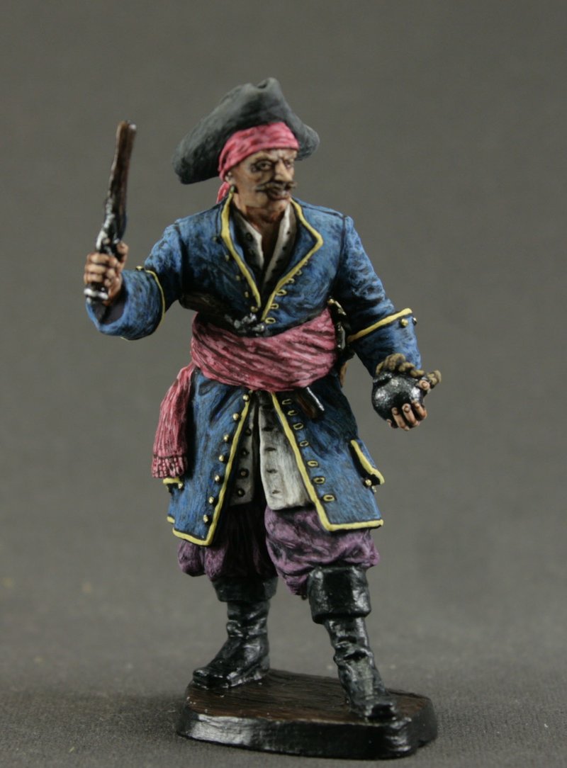 Pirate Handmade miniature figurine 54 mm tin toy Soldier Gift for men - Stuffed Dolls & Figurines - Other Metals Blue