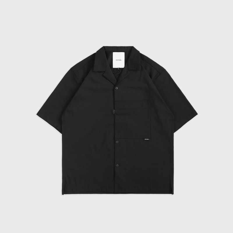 DYCTEAM - 日常系列 紙感 LYCRA_短袖開襟領襯衫 - 男襯衫/休閒襯衫 - 其他材質 黑色