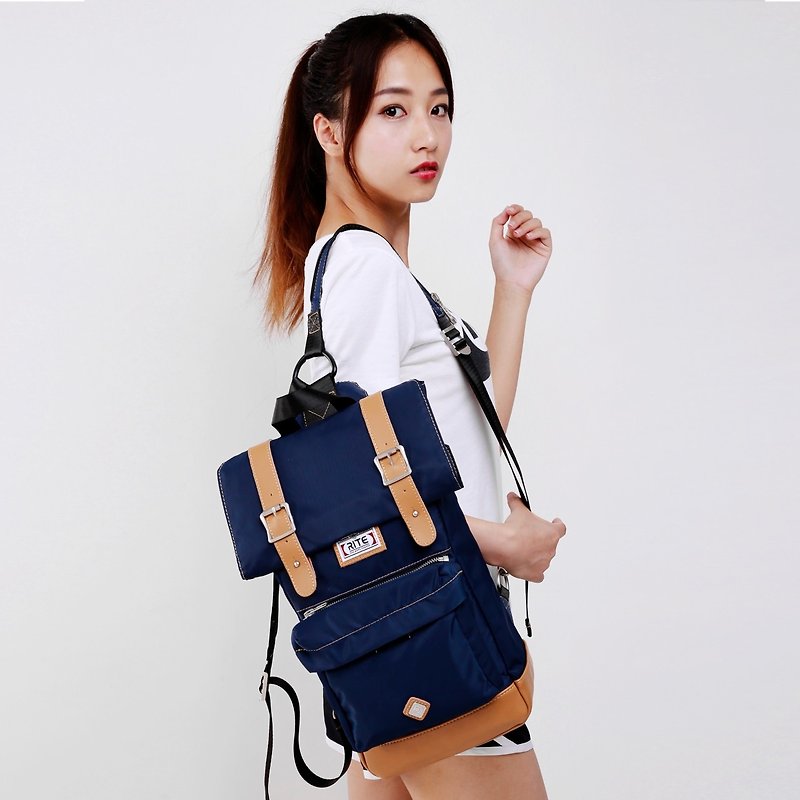 2017 debut twin bag - flight bag (M) - nylon Zhang Qing - กระเป๋าเป้สะพายหลัง - วัสดุอื่นๆ สีน้ำเงิน