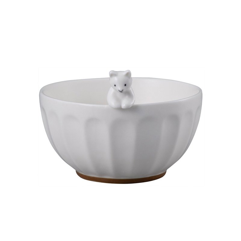 Japanese sunart bowl - cute meow - ถ้วยชาม - ดินเผา ขาว