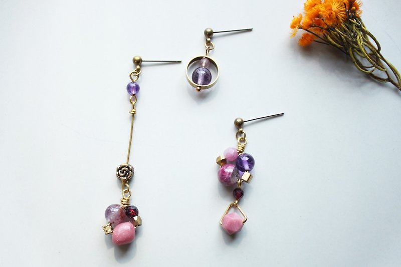 Silence - earring  clip-on earring - Earrings & Clip-ons - Copper & Brass Purple