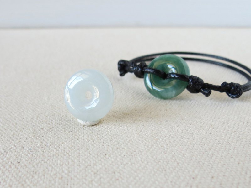 Zodiac Year [Ping An‧ Ruyi] Donuts Jade Korean Wax Line Bracelet** - Bracelets - Gemstone White