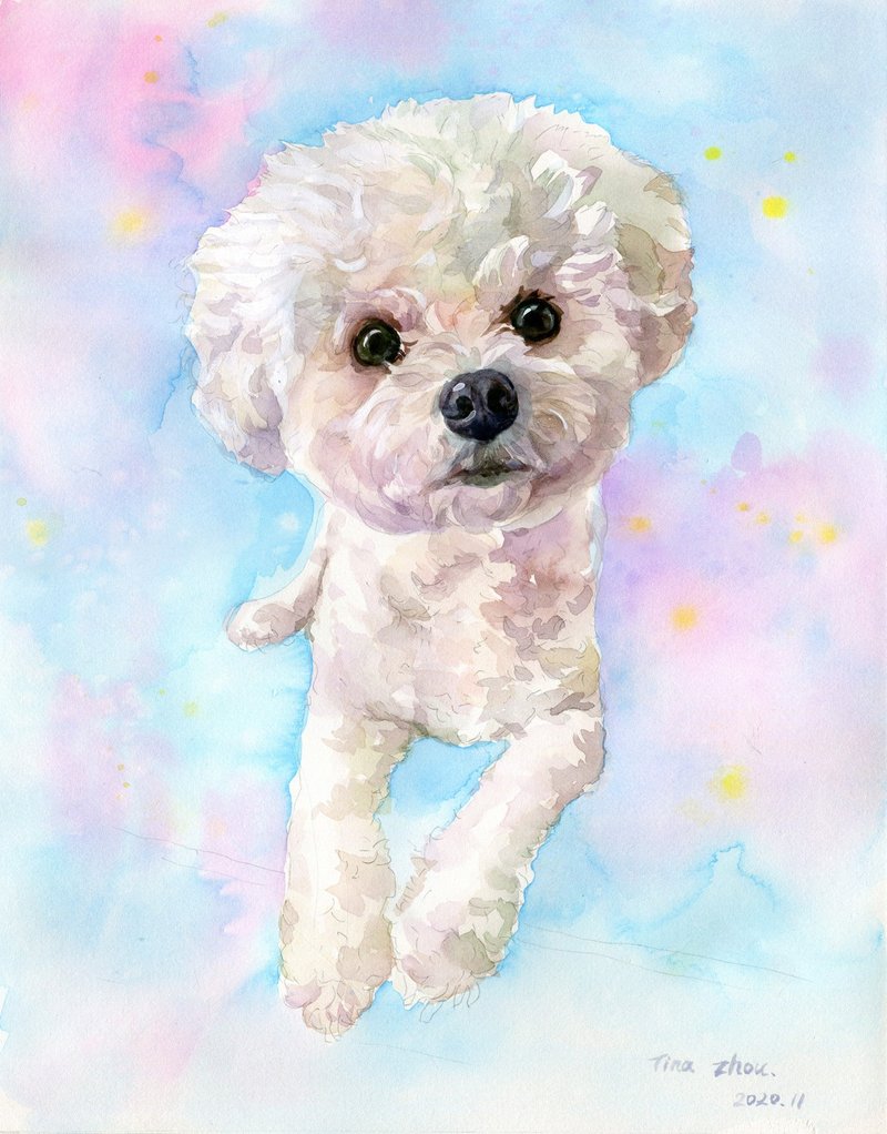 【Draw your pet】custom portrait hand-painted watercolor portrait painting like face painting pet commemorative hairy child - Customized Portraits - Paper 