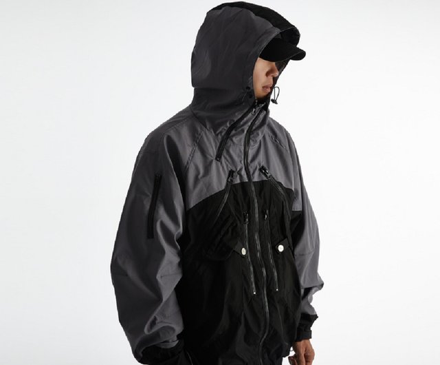 Double layer hooded on sale jacket