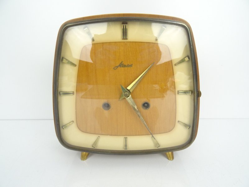 Antique Vintage HAID Mantel Clock shelf Bracket 8 day (Junghans Hermle era) - 時鐘/鬧鐘 - 木頭 咖啡色