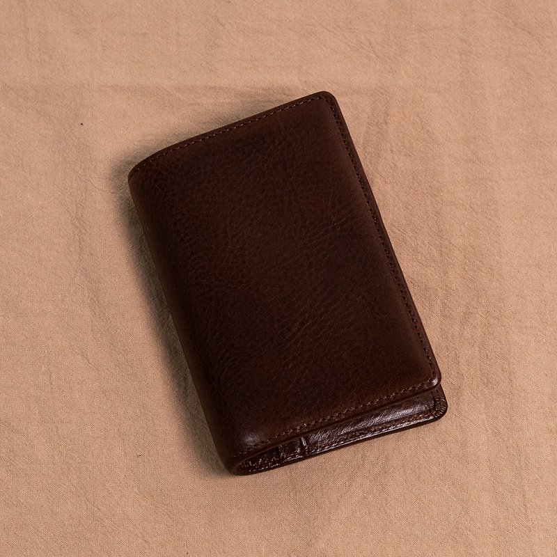 M5 5-Hole Leather Binder Minimalist Pocket | Universal Handbook- Minerva Box Lux Dark Brown (Without Buckle) - Notebooks & Journals - Genuine Leather Brown