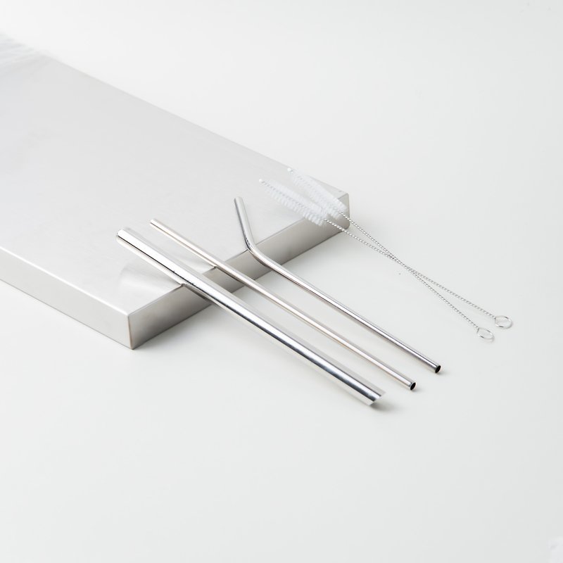 Stainless Straws Set - Silver Set - Reusable Straws - Stainless Steel Silver