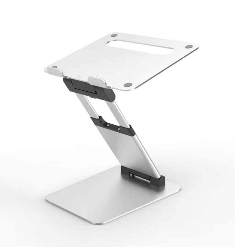 iDock N19-2 Ergonomic Sit to Stand Laptop Stand - Phone Stands & Dust Plugs - Aluminum Alloy Silver