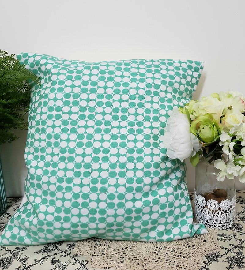 北歐風格特色淺綠色幾何圖案抱枕靠枕靠墊枕套 - 枕頭/咕𠱸 - 棉．麻 綠色