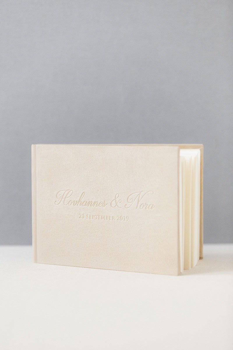 Wedding Guest Book - SUEDE 21x15 - vintage style embossed hardcover guestbook