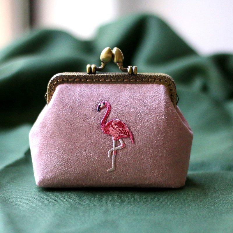 coin purse 刺繡 零錢包 口金包 聖誕禮物 - 散紙包 - 其他材質 粉紅色