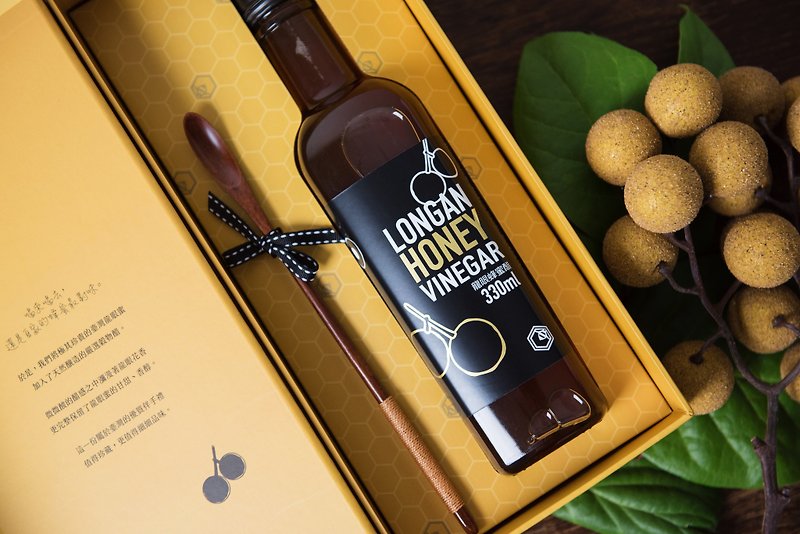 [Dragon Boat Festival Gift] Longan Honey Vinegar Gift Box (Longan Honey Vinegar. Japanese-style wooden ladle) - น้ำผึ้ง - แก้ว สีเหลือง