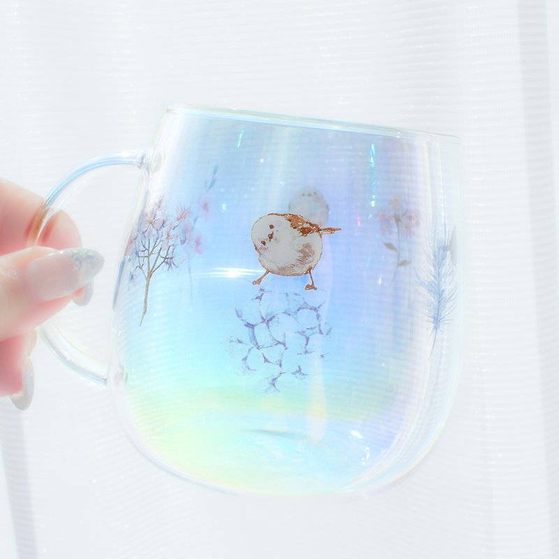 Shimaenaga's heat-resistant aurora glass ~Snow fairy and flowers~ - Cups - Glass Blue