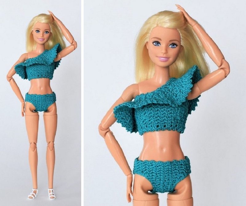 Crochet swimsuit doll pattern pdf, Barbie clothes pattern digital download - Knitting, Embroidery, Felted Wool & Sewing - Cotton & Hemp Yellow