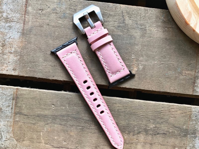 Apple Watch 錶帶 好好縫 皮革材料包 情侶 意大利皮 植鞣皮 牛皮 - 皮件/皮革 - 真皮 粉紅色