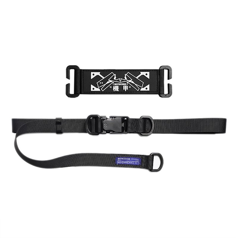 Cyberpunk functional belt nylon automatic buckle multi-function magnetic buckle dark ninja belt - เข็มขัด - เส้นใยสังเคราะห์ สีดำ