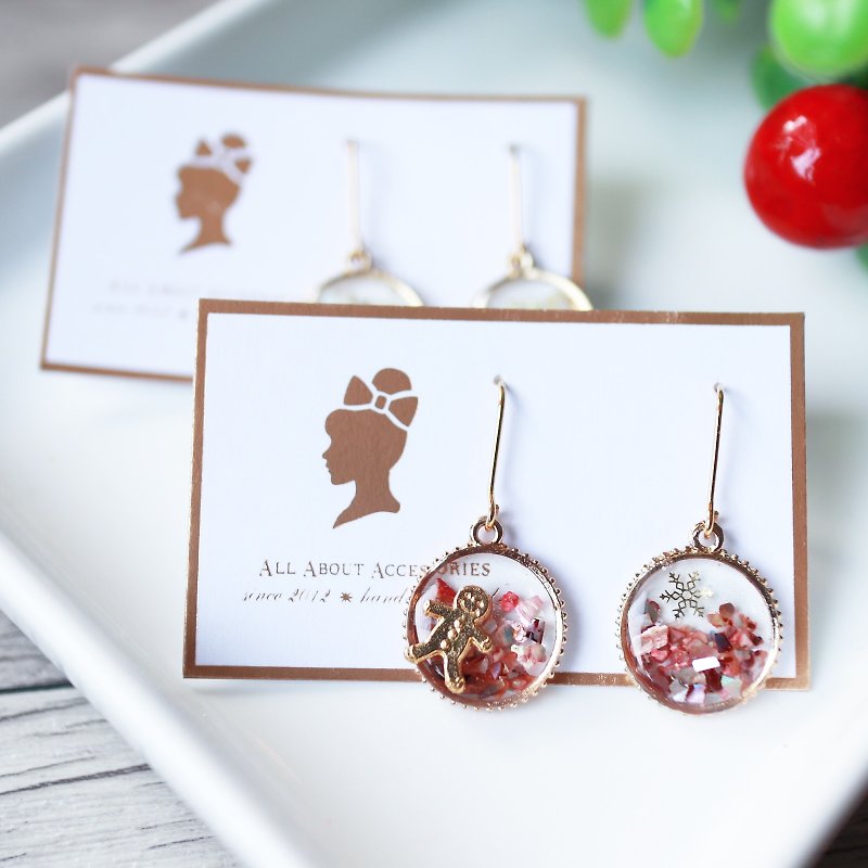 [Christmas Limited]-Christmas crystal ball earrings/ Clip-On - Earrings & Clip-ons - Other Materials Multicolor