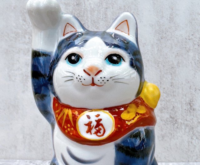九谷焼招き猫 | 九谷焼青九谷4号 - ショップ