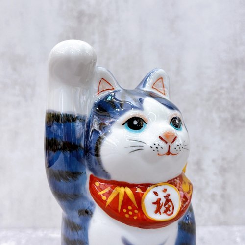 1274 九谷焼❓ 招き猫 置物 九谷焼招き猫 | 九谷焼青九谷4号 - ショップ