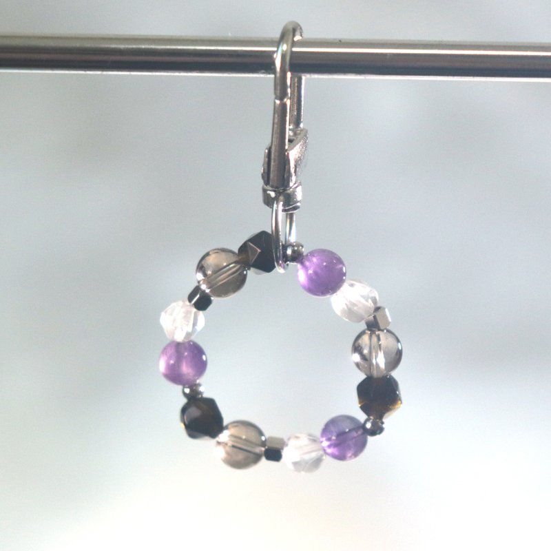 【24時間出荷】-クリスタルキーホルダー-オブシディアン-クリスマスパッケージ付き - キーホルダー・キーケース - クリスタル 多色