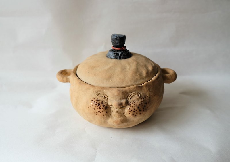 Handmade pottery bowl-cupola boy - ถ้วยชาม - ดินเผา สีทอง