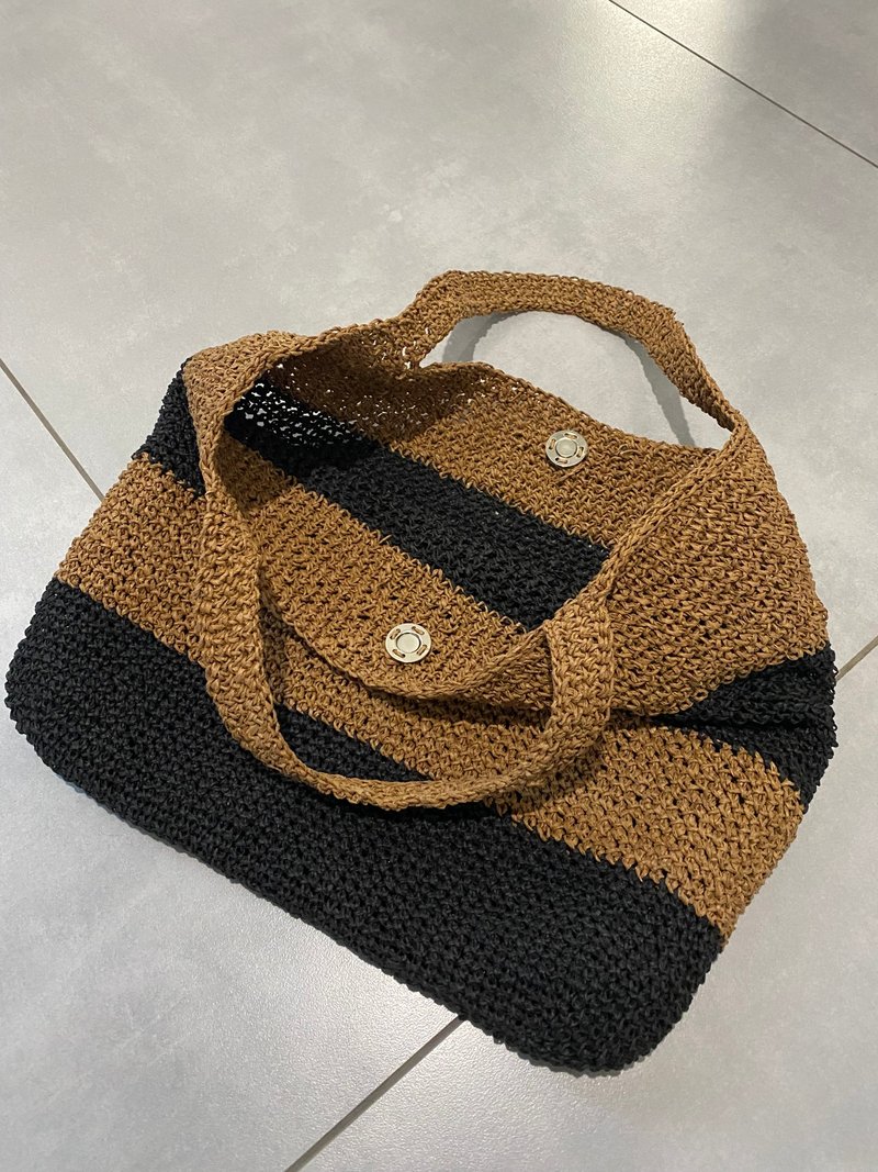 Crochet straw bag, crochet handmade bag - 手提包/手提袋 - 棉．麻 多色