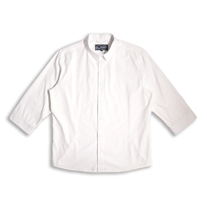 【INNATE】Slim Fit 3/4 Sleeve Shirt Fine Weave White - Men's Shirts - Cotton & Hemp White