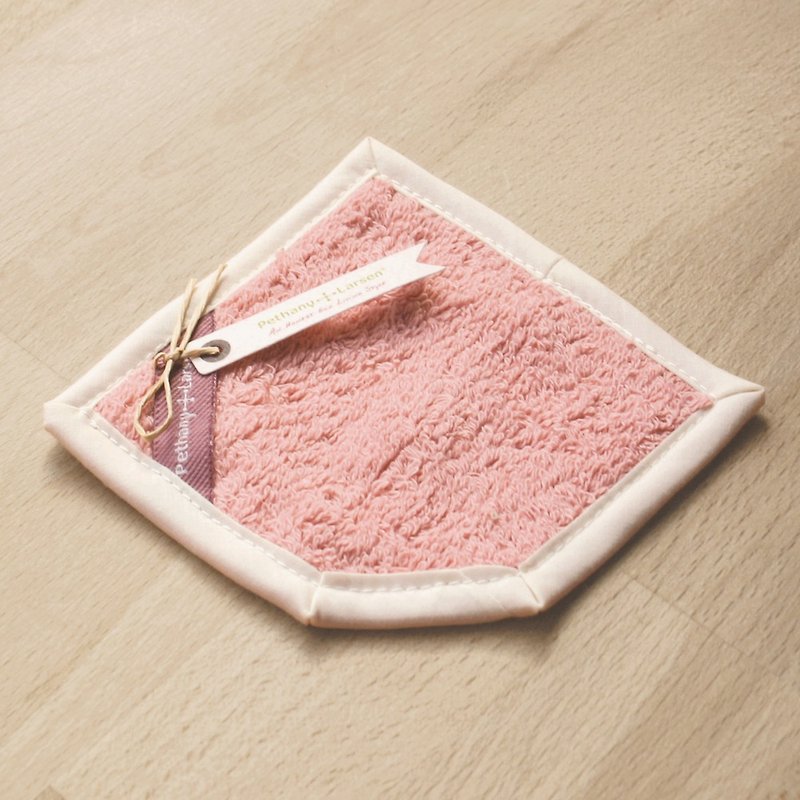 【好感生活小物】霧玫瑰-純棉吸水快擦杯墊 - 杯墊 - 棉．麻 粉紅色