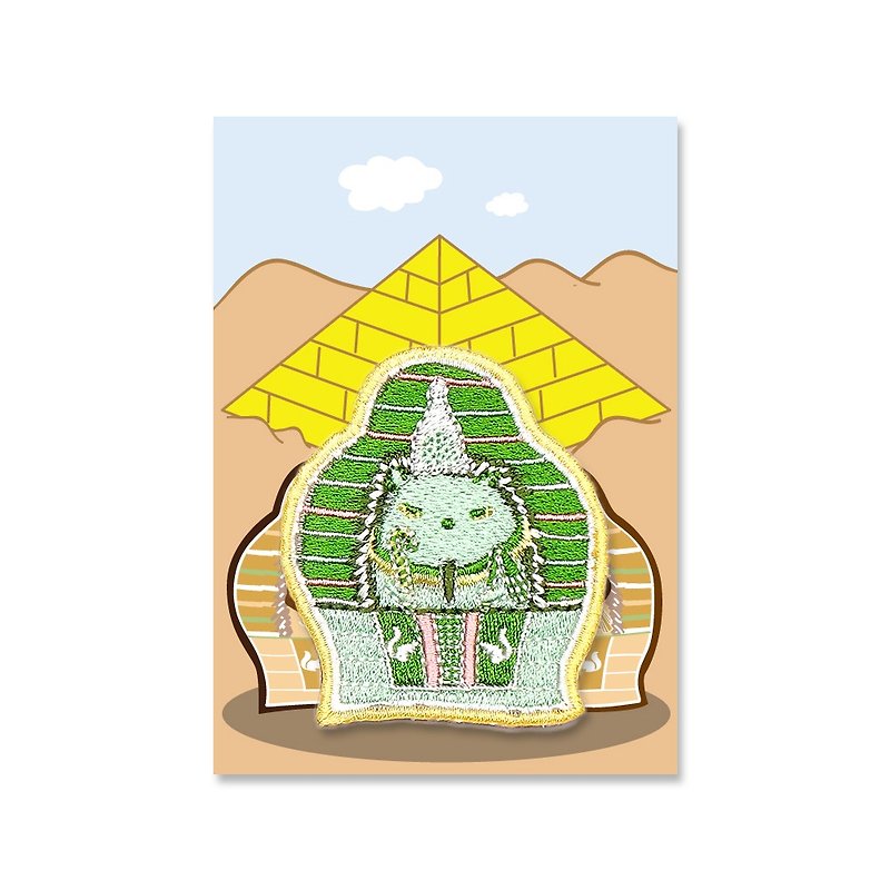 Exclusive design embroidery badge (hedgehog mummy) green丨wedding small items start school - Brooches - Thread Green