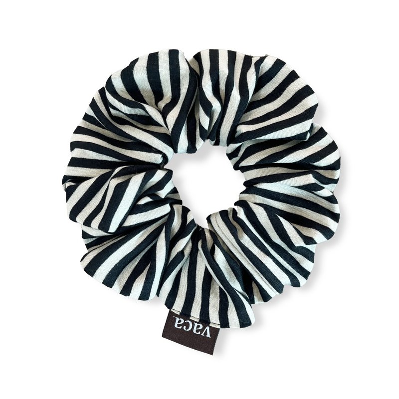 STRIPE COTTON HAIR SCRUNCHIE (MINT) - 髮夾/髮圈 - 棉．麻 多色