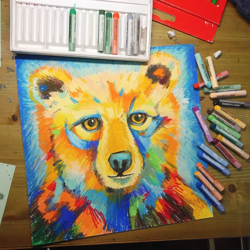 Crayon Bear - ภาพวาดบุคคล - กระดาษ 