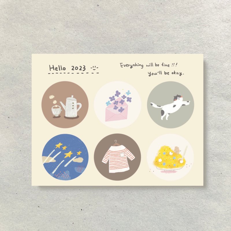 Cut-shaped round stickers / two types per set - สติกเกอร์ - กระดาษ ขาว